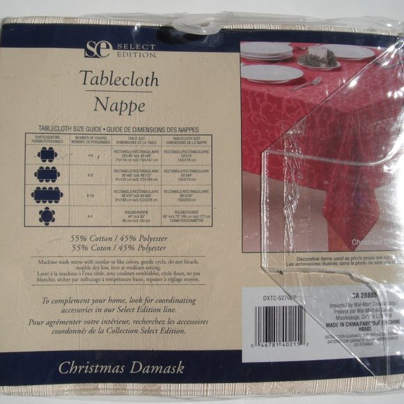 Select Edition Tablecloth 52inx70in & 8 Napkins 17inx17in New - Picture 7 of 12